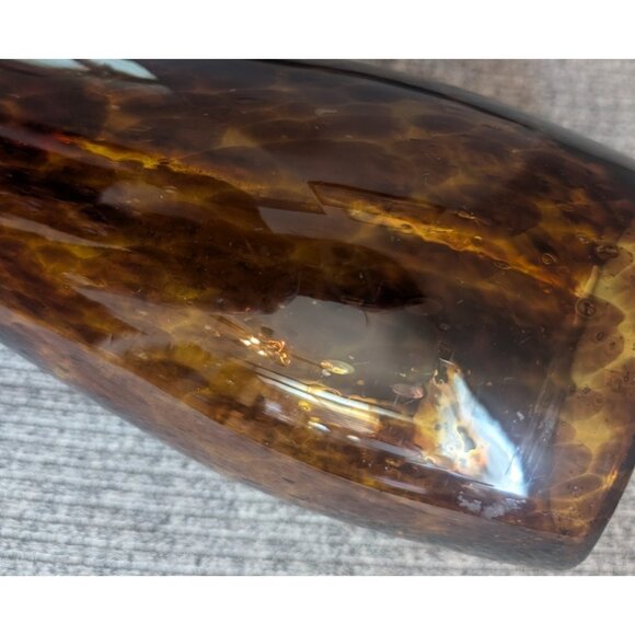 Brown/Amber Spotted Leopard/Tortoiseshell Pattern 9.5" Tapered Glass Vase - Picture 6 of 6